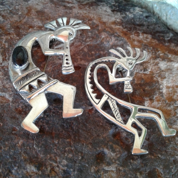 Sterling Silver Set of 2 KOKOPELLI Pins - Picture 6 of 9